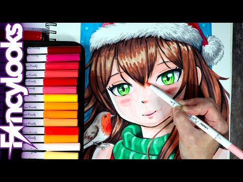 Dibujo estilo anime con rotuladores base agua por primera vez