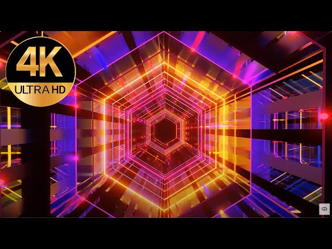 7 hour 4k VJ loop Hexagon Tunnel Fast Moving Metallic multi color Relaxing Abstract background Video