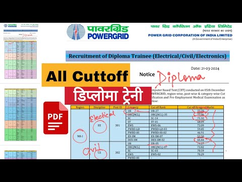 POWERGRID Diploma Trainee Final Full Cuttoff Official 2023 PDF |  देख लो  सभी रीजन का  With Explain