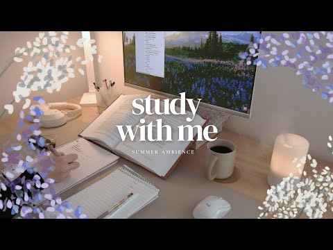 3-HOUR STUDY WITH ME 🌿 Summer Ambience / Pomodoro 50-10 / Summer Evening / No Music [ambient ver.]