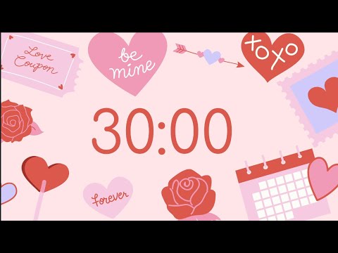 Valentines Pomodoro Technique 30 Minute Timer with 10 Minute Breaks | Study and Focus timer