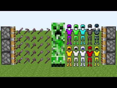 all creepers and all armors and netherite tools combined in minecraft