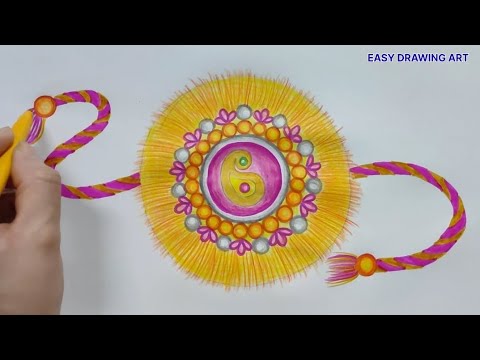 how to make handmade rakhi drawing | raksha bandhan greeting card drawing | how to draw rakhi