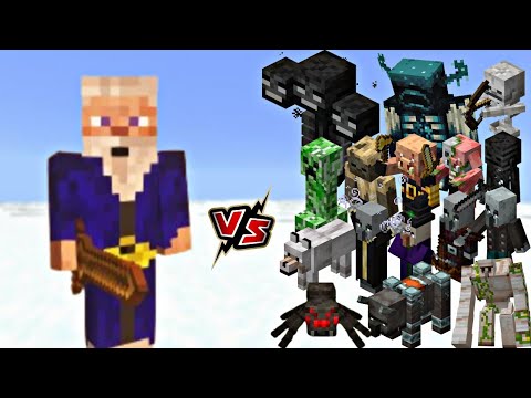 Minecraft: ALL Mobs vs The White Wizard – Ultimate Battle!