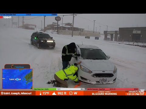 St Joseph, MO Blizzard - Helping Motorists - Live Stream Archive