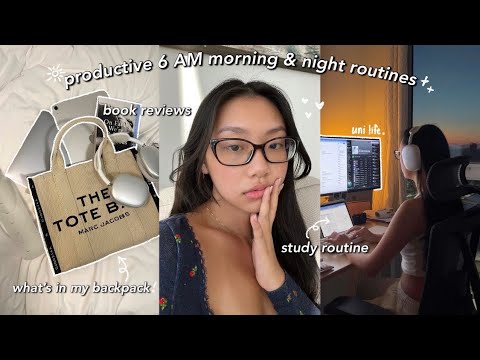 STUDY VLOG | 6AM PRODUCTIVE MORNING ROUTINE + DAY IN MY LIFE 📓 whats in my backpack & book reviews