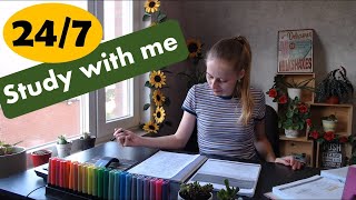 study with me 24/7 | pomodoro 50/10 | study together | rain background + music in break