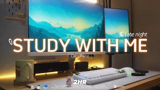 2-HOUR STUDY WITH ME | Calm Piano 🎹, Typing Sound | Pomodoro 50-10 | Late night🌙