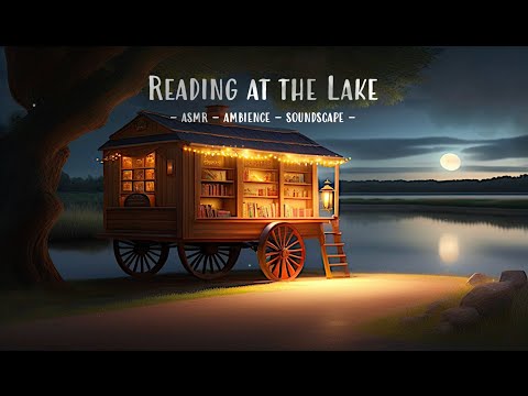 READING AT THE LAKE - LIBRARY WAGON - Ambience Soundscape Studying and Relaxing (ASMR) no music