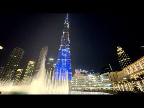 Burj Khalifa Full Fountain Show 2024 | Beautiful Dubai Night City Lights #burjkhalifa #dubai