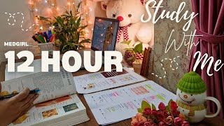 12+ hour☘️ Study with me LIVE ☕ calm cozy ambience🩺POMODORO🔥Real-time study #Medgirl