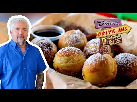 Guy Fieri Eats OUTSTANDING Dulce de Leche Pancake Balls | Diners, Drive-Ins and Dives | Food Network