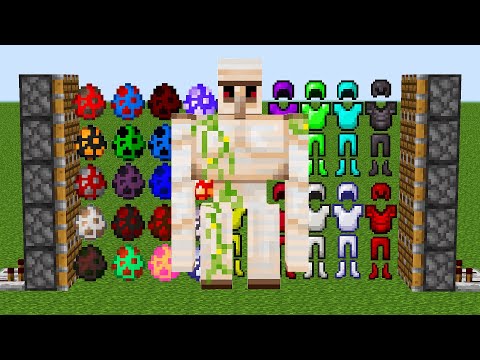 x66 iron golems and all minecraft eggs and all armors combined