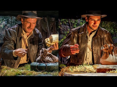 Indiana Jones the Game Vs Movie Intro Scene Comparison