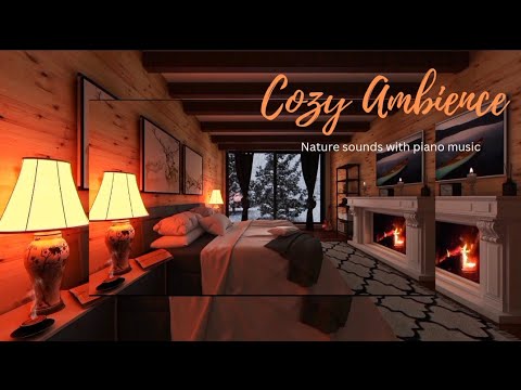 Cozy Cabin Ambiance - Relaxing Music and Sounds at Night 3 Hours for Sleeping, Reading, Relaxation .