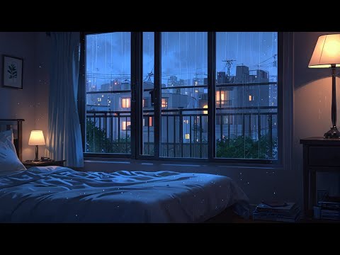 Rainy Night Ambience 🌧️ Thunderstorm & LoFi Beats for Sleep, Study, or Relaxation | Cozy Window View