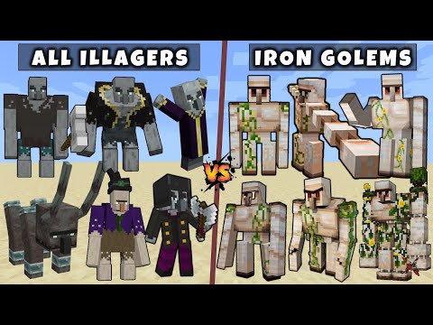 Illagers vs All Iron Golems - Minecraft Mob Battle