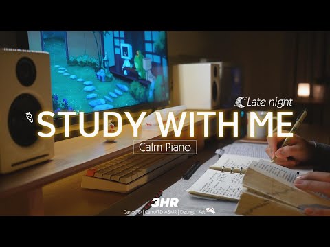 3-HOUR STUDY WITH ME | Calm Piano 🎹 | Pomodoro 50-10 | Late night 🌇