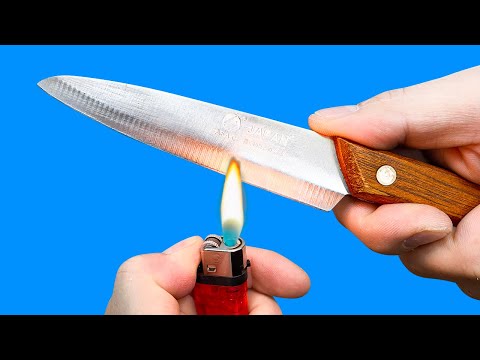 Just use a Lighter to Sharpen your Knife to Razor Sharpness! Great Tool