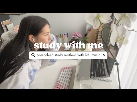 productive study with me with lofi music | pomodoro method (25 min study x 5 min break)