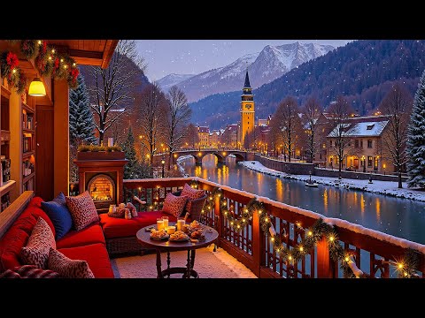 Soft Winter Jazz Music to Relaxing - Rooftop Coffee Shop Ambience to Enjoy the Cozy Atmosphere