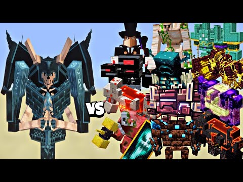 Minecraft Boss Trio vs The Immortal!(warden, herobrine, nameless guardian)