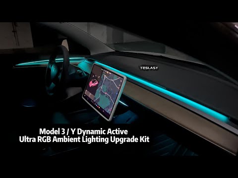 Model 3/Y Dynamic Active Ultra RGB Ambient Lighting Upgrade Kit #tesla  #teslaambientlights