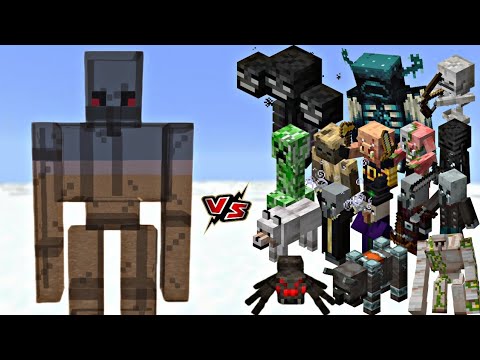 Minecraft Mobs vs Black Stained Glass Golem - Ultimate Battle!