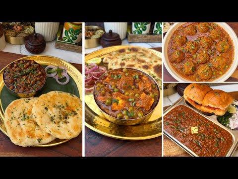 4 Tasty Sabzi Recipes For Lunch, Dinner | Amritsari Chole | Matar Paneer| Pav Bhaji | Matar Kofta