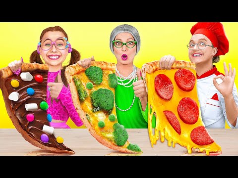 Me vs Grandma vs Chef Cooking Challenge 👨‍🍳🍕 Funny Moments by 123 GO! FOOD