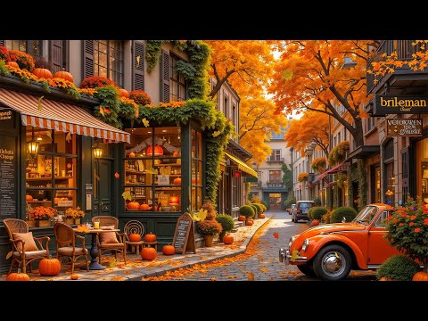 Harmonious Outdoor Cafe Atmosphere with Positive Autumn Jazz - Gently Piano Tunes for Relaxing