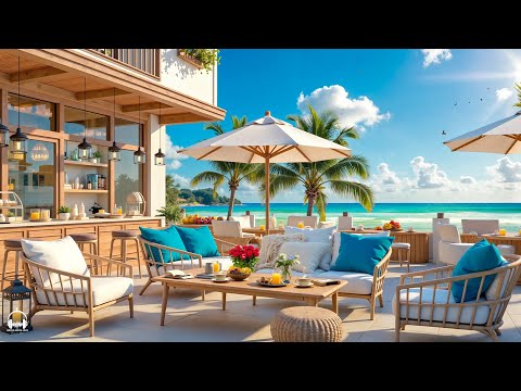 Seaside Cafe Ambience with Elegant Bossa Nova Jazz Music & Ocean Wave Sounds for Relax, Work, Study