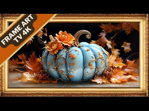 Enchanting Blue Pumpkin Decor | Slideshow Art Framed Screensaver | Art for Your TV | 4K