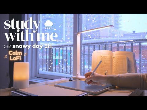 3-HOUR STUDY WITH ME 🎵 Calm LoFi Music / Pomodoro 50-10 / ❄️ on a SNOWY DAY [music ver.]