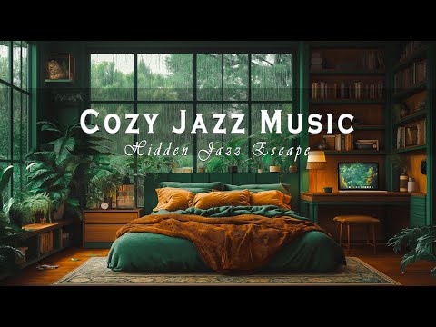 Serene Morning In A Rainy Forest Bedroom | Cozy Jazz & Rain Sounds For Work, Study & Relaxation