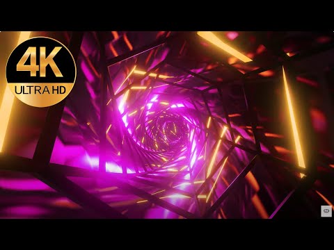 7 hour 4k VJ loop Flashing Metallic Pink color Relaxing background Video neon tunnel,  screensaver