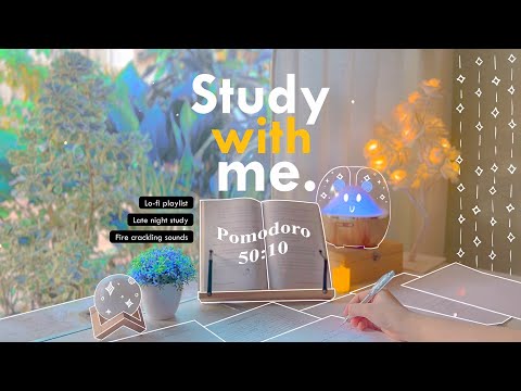 4-HOUR🌿 Study With Me • Fire Crackling🕯️+ Lofi bgm • Pomodoro 50-10 • Day113⛅