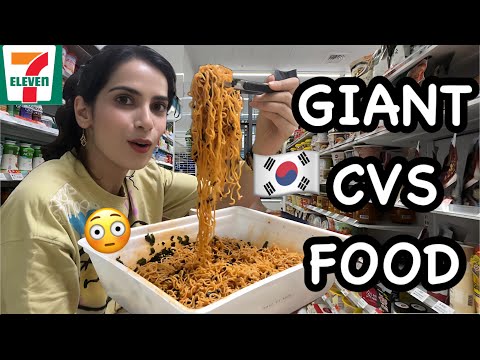 🇰🇷24 hours using *GIANT* THINGS only 😳 | Korean cvs food and more🍱