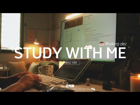 2-HOUR STUDY WITH ME | Calm Piano ️🎹, Rain sounds | Pomodoro 50-10 | Test film color