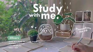 4-HOUR 🌧️ Study With Me • Rain sounds☔+ Lofi bgm • Pomodoro 50-10 • Day131🌳