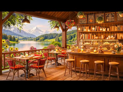 4K Spring Coffee Shop & Happy Morning Jazz Music 🌸 Relaxing Jazz Background Music for Good Mood