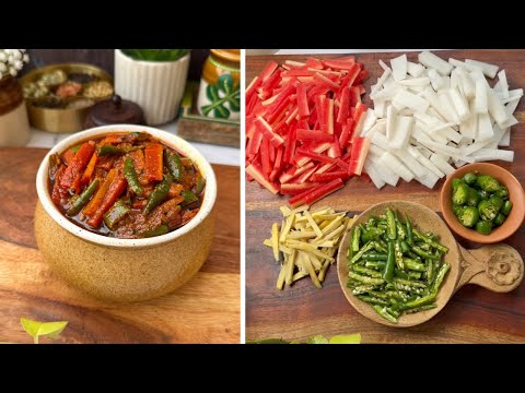 30 मिनट में गाजर मूली हरी मिर्च का झटपट अचार बिना धूप के बनाए | Instant Mixed Achaar| Winter Special