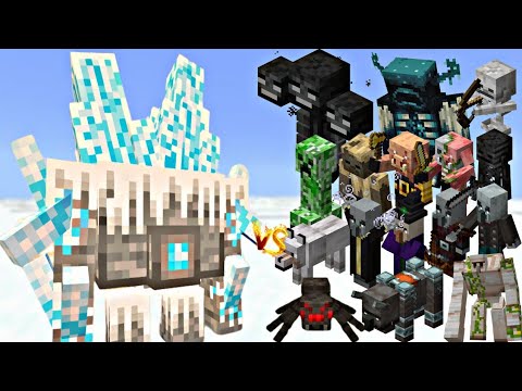 Minecraft: All Mobs vs Frostbitten Golem – Ultimate Battle!