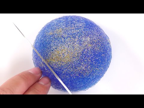 【DIY】Galaxy Sponge Slime【slime ASMR】