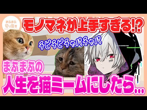 【まふまふ】【切り抜き】猫ミームにドハマリ中!?波乱万丈な人生を猫ミーム化したらやばすぎたwww