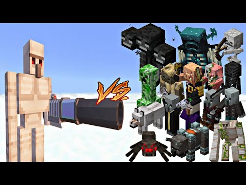 Every Minecraft Mob vs Plasma Cannon Golem – Ultimate Battle! 💥