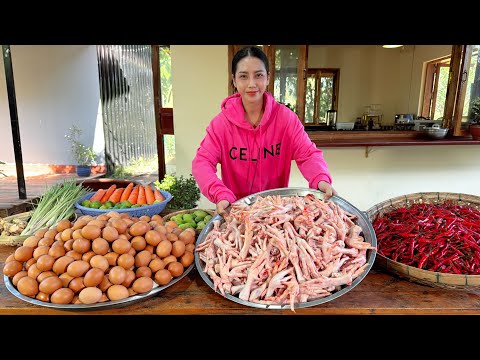 How to cook chicken feet salad recipe with egg in my countryside - Amazing cooking