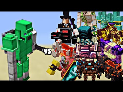 Minecraft All Bosses vs 3X Minigun Golems – Ultimate Battle!