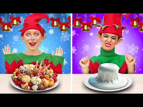 CHRISTMAS FOOD CHALLENGE 🍪🎅 How To Sneak Food to The Party! Hilarious Holiday Fun by 123 GO FOOD