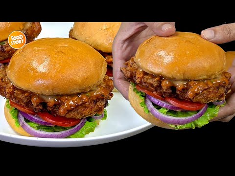 Super Crispy and Juicy Fried Chicken Sandwich Recipe by Samina Food Story